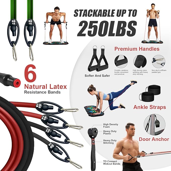 LALAHIGH Portable Exercise Equipment: Complete Home Fitness System with Gym Accessories for Full Body Workout at Home - Suitable for Men and Women