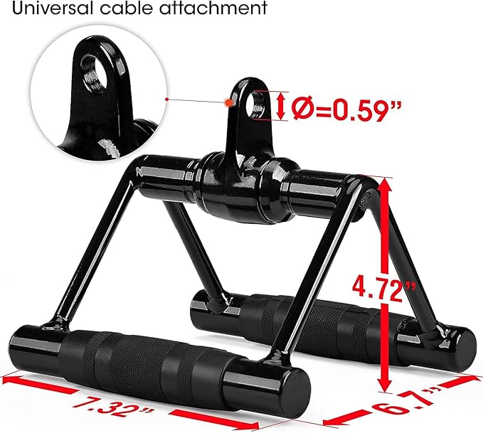 Yes4All Double D Row Handle Cable Attachment for Weight Workout, Cable Machine Accessories for Home Gym, LAT Pull Down V Bar with Capacity Up to 880LBS