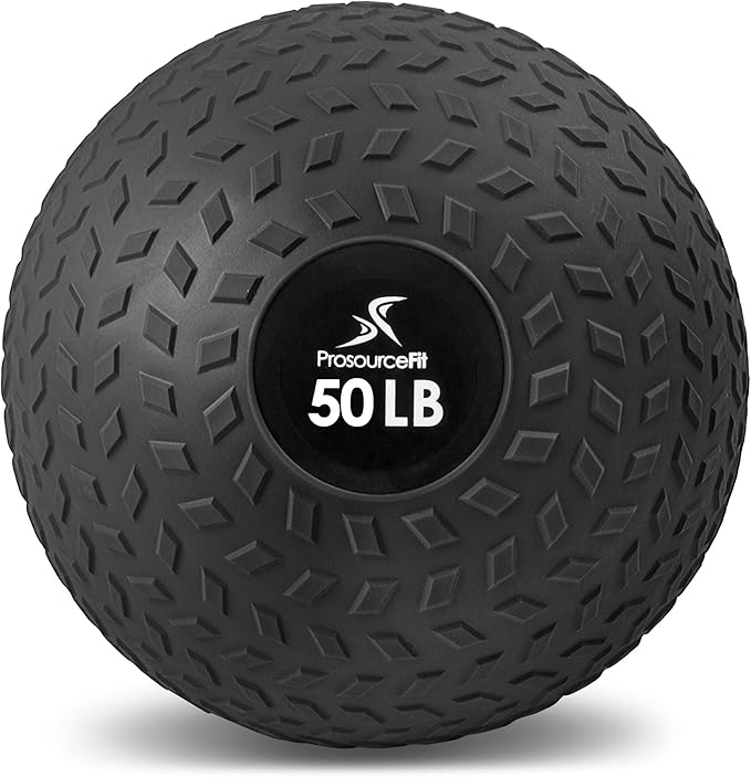 ProsourceFit Slam Medicine Balls 5, 10, 15, 20, 25, 30, 50lbs Smooth and Tread Textured Grip Dead Weight Balls for Strength and Conditioning Exercises, Cardio and Core Workouts