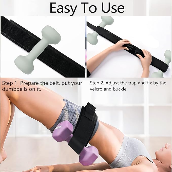 Hip Thrust Belt, Exercise Booty Belt for Hip Thrust Use with Dumbbells, Kettlebells, Plates, With Slip-Resistant Padding Protects Your Hips for the Gym, Home, Workouts