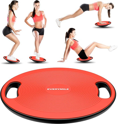 EVERYMILE Wobble Balance Board, Exercise Balance Stability Trainer Portable Balance Board with Handle for Workout Core Trainer Physical Therapy & Gym 15.7" Diameter No-Skid Surface