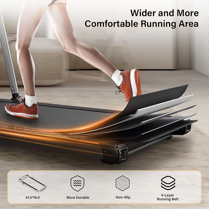 Walking Pad Treadmill, 2.5HP Under Desk Treadmill with Remote Control & LED Display, Quiet Desk Treadmill for Compact Space, Portable Treadmill for Home Office Use