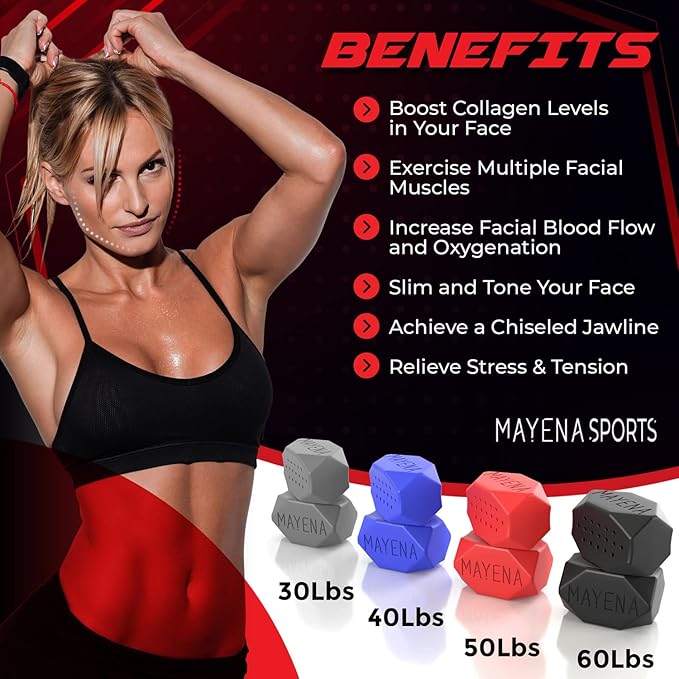 Mayena Jaw Exerciser for Men & Women | 4 Resistance Levels (8pcs) Silicone Jawline Exerciser Tablets | Powerful Jaw Trainer & Jawline Shaper for All Level Users| Slims, Tones& Defines the Face