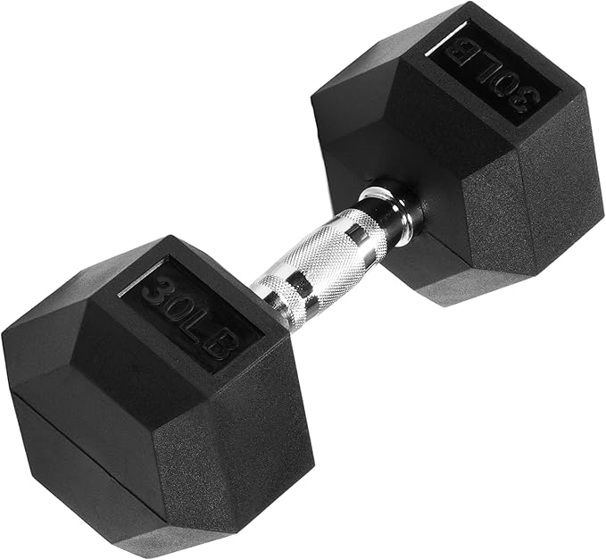 Signature Fitness Rubber Encased Hex Dumbbell, Multiple Sizes