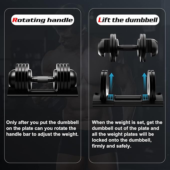 Adjustable Dumbbell Set 22/44lbs pair adjustable dumbbell- Perfect for Strength Training and Fitness Workouts