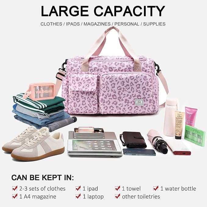 Small Gym Bag for Women, Travel Duffle Bag Carry On Weekender Bag with Shoe Compartment