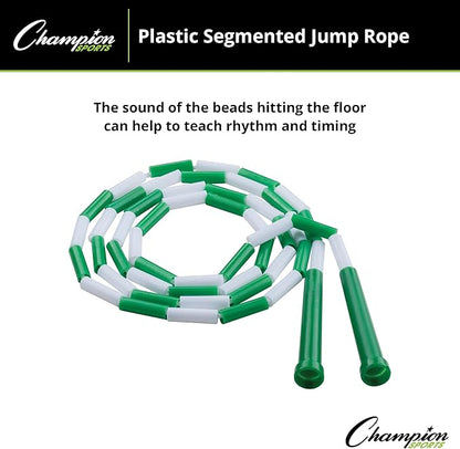 Champion Sports Classic Plastic Segmented Beaded Jump Ropes - Phys. Ed, Gym, Fitness and Recreational Use, In a Variety of Lengths for Kids to Adults