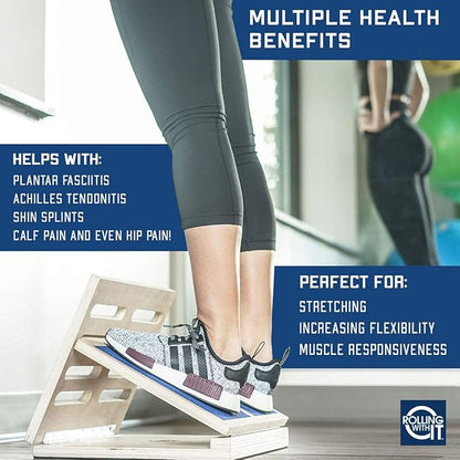 Professional Slant Board for Calf Stretching - Adjustable Wooden Incline Board - Increase Flexibility, Mobility, Pain Relief - Anti-Slip Design - Achilles - Fascia Stretcher - Tight Calves