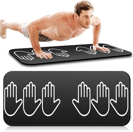 Push up Training Exercise Mat with Hand Placement Marks to Target and Train Muscle Groups 13.8 x 31.5 Inch Non Slip Portable Push up Pad Home Workout Equipment for Floor Muscle Exercise, Gift for Men