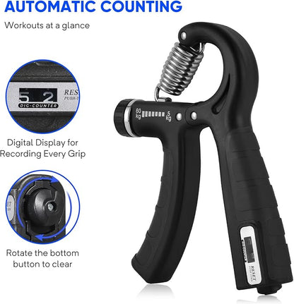 Hand Grip Strengthener, Grip Strength Trainer Adjustable Resistance 11-132Lbs (5-60kg) for Muscle Building and Injury Recovery for Athletes