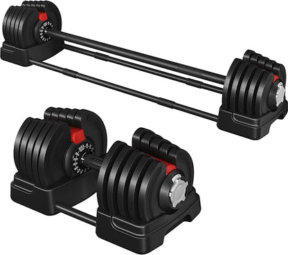 Yaheetech Adjustable Dumbbell Set Free Weight Dumbbells 40lbs/52.5lbs/90lbs Fast Adjust Dumbbells Dumbbell Weight Set, with Tray for Men/Women Strength Training Equipment