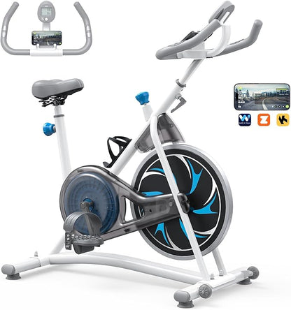 Exercise Bike Indoor Cycling Bike: Fitness Stationary Bike Machine for Home Cardio Gym - 300lbs Weight Capacity, Monitor with Pulse, Phone & Bottle holder & Upgraded Version Seat