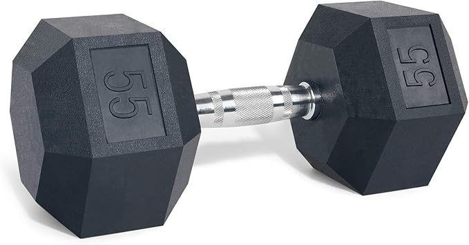 LIONSCOOL Rubber Encased Hex Dumbbells in Pairs or Single, Hand Dumbbell Weight with Metal Handle for Strength Training, Resistance Training, Build Muscle and Full Body Workout, 5-65lbs