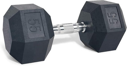 LIONSCOOL Rubber Encased Hex Dumbbells in Pairs or Single 5-65lbs