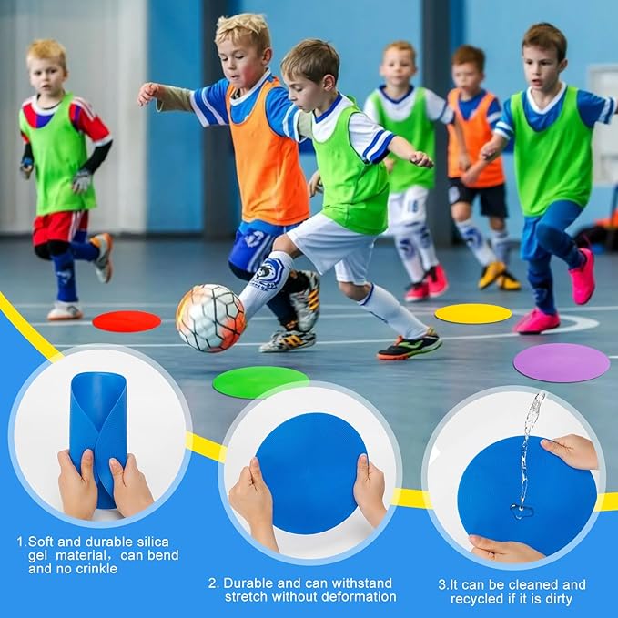 9 inch Spot Markers Flat Field Cones, Non Slip Rubber Agility Markers Flat Field Cones for Soccer Basketball Sports Speed Agility Training （6 pcs）