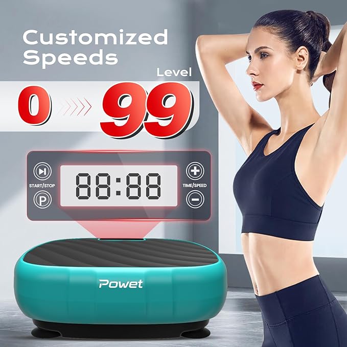 Compact Vibration Plate Exercise Machine, 99 Speed Levels Mini Whole Body Workout Waver Vibration Plate for Lymphatic Drainage with 5 Setting Modes for Shaping, Weight Loss, Toning