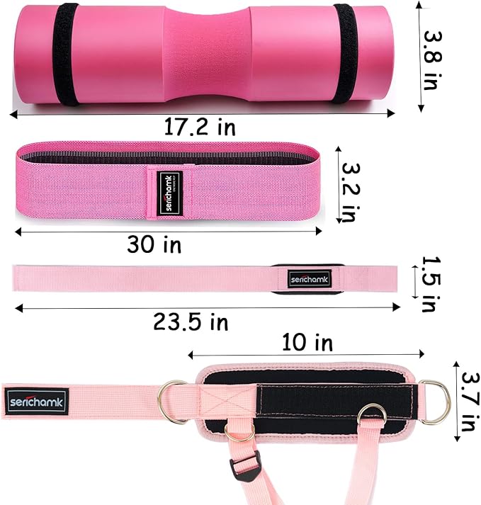 Barbell Pad for Hip Thrust Squat Bar Pad Foam Barbell Pad for Weight Bar Cushion with 2 Gym Ankle Straps 1 Booty Band and Carry Bag for Standard Olympic Bars