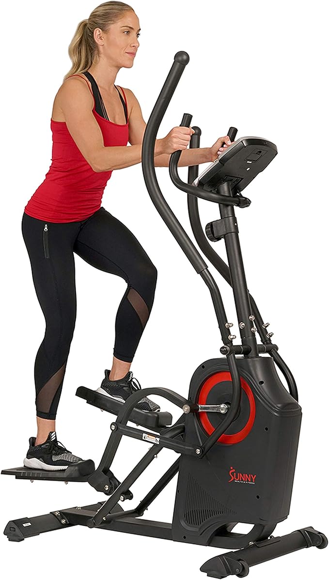 Sunny Health & Fitness Cardio Climber Stepping Elliptical Exercise Machine for Home with 8 Levels of Magnetic Resistance, Performance Monitor, Full Body Workout