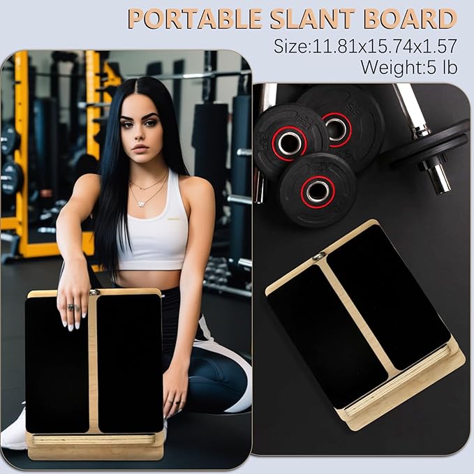 Portable Wooden Calf Stretcher Slant Board, Professional Incline Board for Calf Stretching Duty, Adjustable Wooden Stretch Wedge Board for Foot Ankle, Achilles, Knee and Calf Stretching Exercise