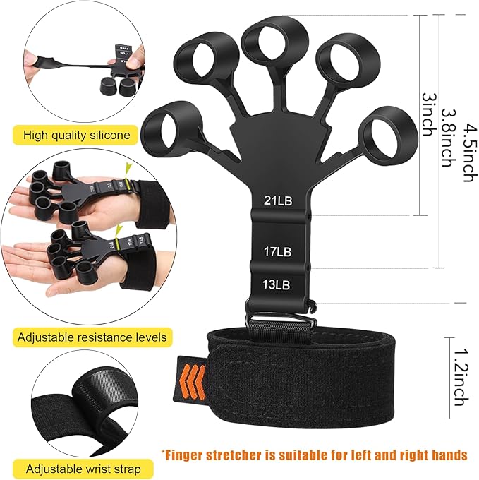 Grip Strength Trainer with Hand Grip Strengthener, Finger Exerciser, Hand Extension Exerciser and Forearm Workout Ring for Muscle Building and Injury Recovery for Athletes