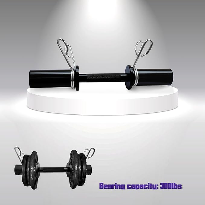 16" Loadable Olympic Dumbbell Handle with 150LB Weight Capacity - Fits 2-inch Olympic Plates - Comes with 2 Pairs of Spring Coils - Ideal for Fitness and Exercise