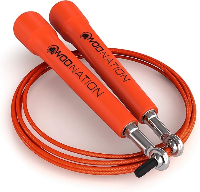 WOD Nation Adjustable Speed Jump Rope For Men, Women & Children - Blazing Fast Fitness Skipping Rope Perfect for Boxing, MMA, Endurance