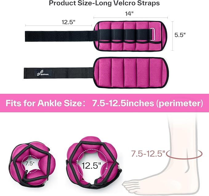 Sportneer Adjustable Ankle Weights 1 Pair 2 4 6 8 10 Lbs Leg Weight Straps for Women Men, Weighted Ankle Weights Set for Gym,Fitness, Workout,Walking, Jogging,1-5 lbs Each Ankle, 1 Pair 2-10 lbs