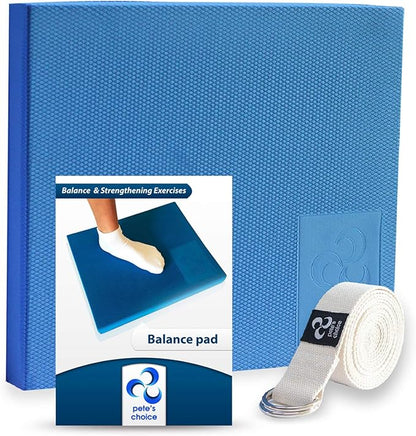 XL or L Foam Balance Pad - FREE Stretching Strap & Booklet | Extra Large Balance Pads - Physical Therapy, Ankle & Knee Rehab