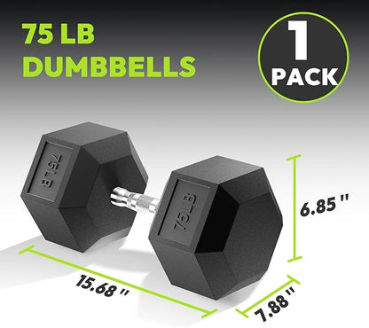 Hex Dumbbell Set, 3-100 lb Rubber Encased Exercise & Fitness Dumbbells, Weights Dumbbells Set of 2, Hand Weight for Strength Training (Single, Pair, Set)