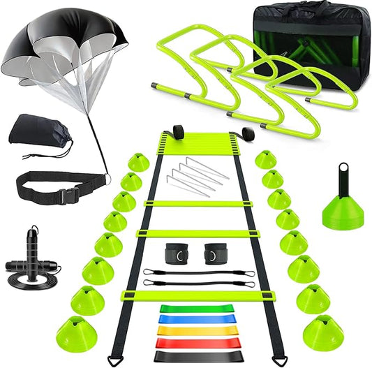 Agility Training Equipment 20FT Agility Ladder,4 Adjustable 16 Football