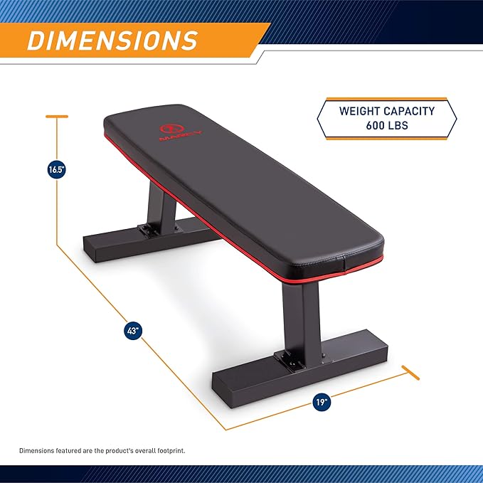 Marcy Flat Utility Weight Bench for Home Gym Weight Training and Ab Exercises