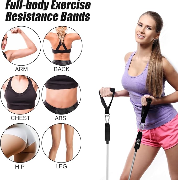 100/150/200lb Resistance Bands Set for Working Out,5-Level Exercise Band for Men Women with Door Anchor,Handles,Ankle Straps,Portable Bag for Home Strength Training Equipment,Gym Fitness