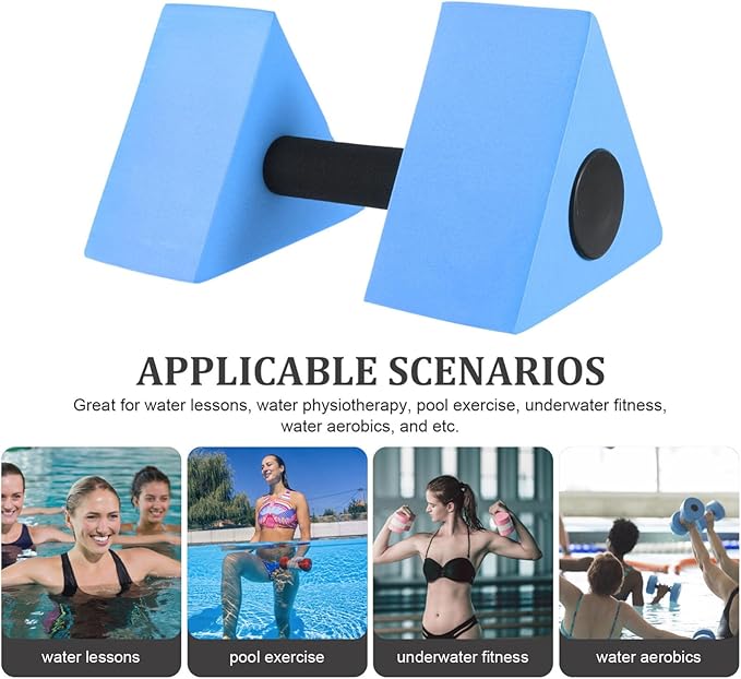 BESPORTBLE Triangle Water Aerobic Exercise Foam Dumbbells Water Exercise Barbells EVA Pool Dumbbell Weight Fitness Swim Dumbbells for Swim Water Sports Blue