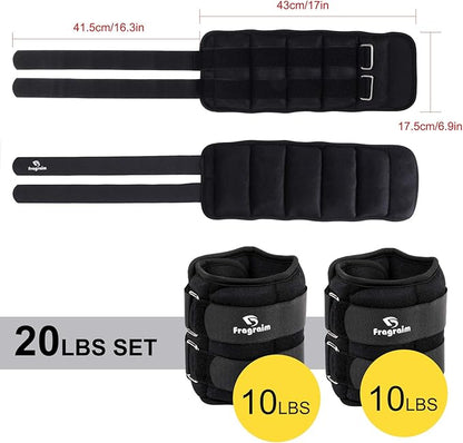 Ankle Weights for Women, Men and Kids - 1/2/3/4/6/8/10/12/15/20 LBS 1 Pair Strength Training Wrist/Leg/Arm Weight with Adjustable Strap for Jogging, Gymnastics, Aerobics, Physical Therapy