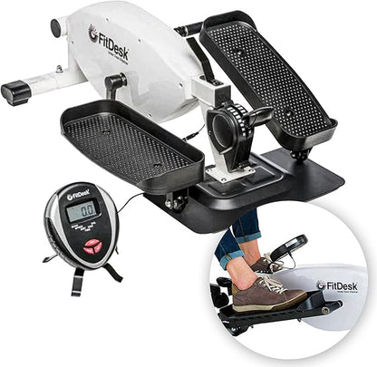 FitDesk Under Desk Bike Pedal Machine with Magnetic Resistance for Quiet, Fluid Motion - Adjustable Tension with Digital Performance Meter