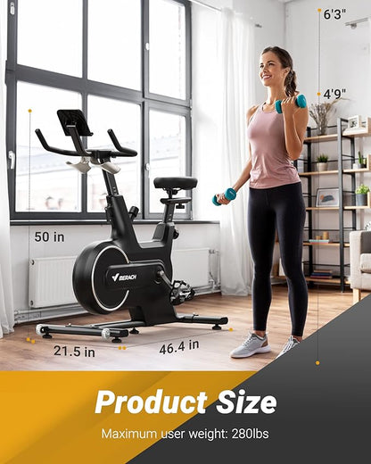 MERACH Indoor Cycling Bike, Exercise Bike for Home with Magnetic/Auto Resistance, Bluetooth Stationary Bike with APP Data Tracking, and Tablet Holder