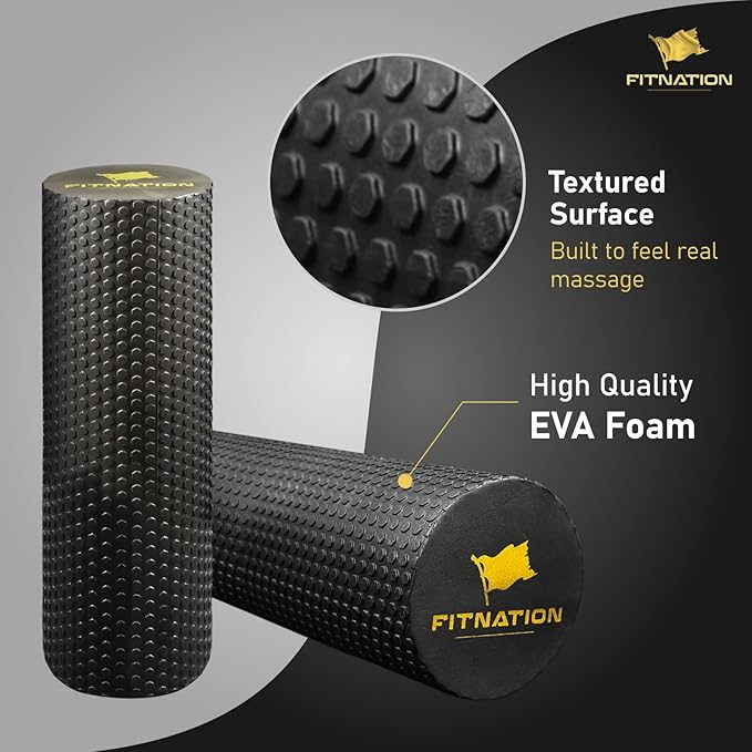 High-Density Foam Muscle Roller – Textured Foam Rollers for Muscle Massage, Foam Roller for Physical Therapy, Pilates, Yoga, Exercise Equipment – 18-inch (Medium, 45 x 15 cm)