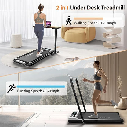 Walking Pad Treadmill, 2.5HP Under Desk Treadmill with Remote Control & LED Display, Quiet Desk Treadmill for Compact Space, Portable Treadmill for Home Office Use