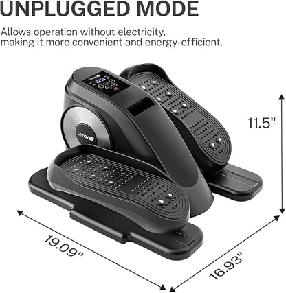 UMAY Fitness Under Desk Elliptical Trainer Machine, 12 Level Speeds Mini Ellipse Leg Exerciser for Home Seniors, Forward & Backward Direction, Manual and Electric Mode, Seated Elliptical with Remoter