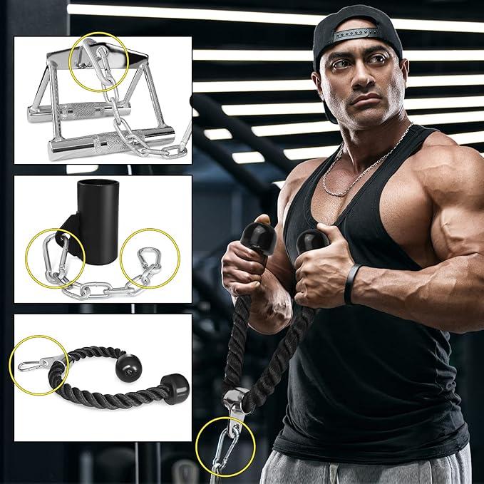 A2ZCARE Combo Tricep Press Down Cable Attachment - Cable Machine Accessories for Home Gym with Multi Option