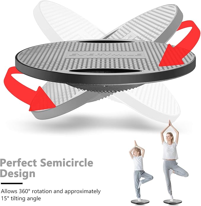 EVERYMILE Wobble Balance Board, Exercise Balance Stability Trainer Portable Balance Board with Handle for Workout Core Trainer Physical Therapy & Gym 15.7" Diameter No-Skid Surface