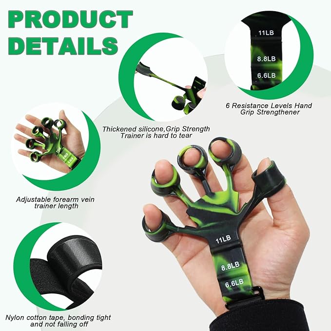 Gripster,Forearm Strengthener & Finger Strengthener,2PCS Upgraded Grip Strength Trainer,6 Resistant Level Grip Trainer,Gripster Forearm Trainer,Hand Gripper,Finger Exerciser & Hand Strengthener