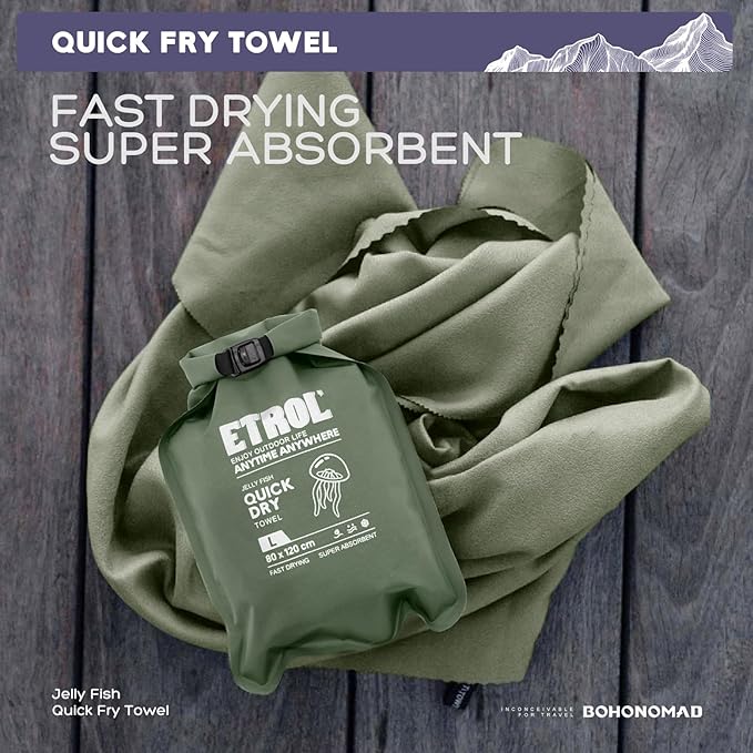 Camping Quick Dry Towel,Super Lightweight Microfiber Absorbent Fast Drying Travel & Sport Towel,Compact Compressed Sweat Towels for Backpacking,Yoga,Gym,Swimming,Beach, 40x180cm, Olive Green