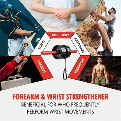 DMoose Fitness Forearm Strengthener & Wrist Roller - 2 in 1 Arm Exerciser with Non-Slip Premium Grip, Durable Nylon Rope - Helps with Elbow Tendonitis, Wrist Recovery & Strength Training (Patented)