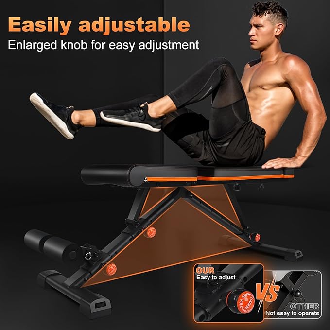 Adjustable Weight Bench for Home Gym, 660 Lb Stable Foldable Workout Bench, Extended Head and Neck Protection Design, 3 Sec Fast folding, Full Body strength Training Exercise Bench