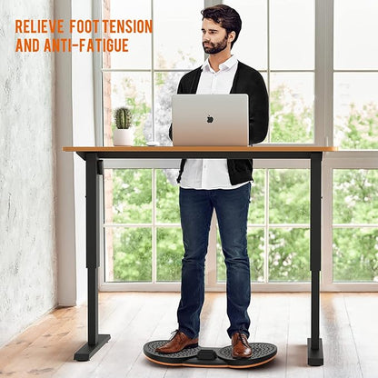 Standing Desk Mat Balance Board Anti Fatigue Wobble Floor Mat Stand up Desk Accessory with Foot Massage for Office Fitness Workout and Stress Relief (Black, 20.3x13.2")