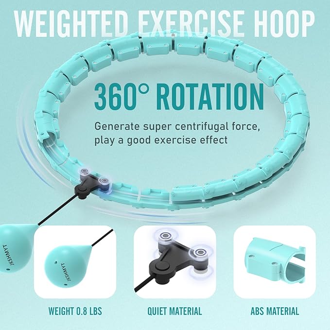 Weighted Hula Circle Hoops for Adults Weight Loss, Infinity Fitness Hoop Plus Size 47 Inch, 24 Detachable Links, Exercise Hoop Suitable for Women and Beginners