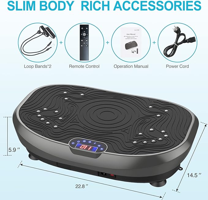 AXV Vibration Plate Exercise Machine Whole Body Workout Power Vibrate Fitness Platform Vibrating Machine Exercise Board for Weight Loss Shaping Toning Wellness Home Gyms Workout