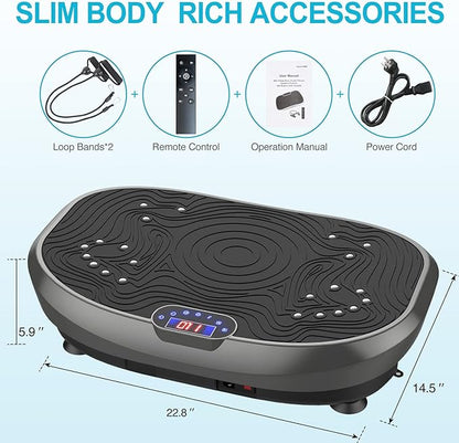 AXV Vibration Plate Exercise Machine Whole Body Workout Power Vibrate Fitness Platform Vibrating Machine Exercise Board for Weight Loss Shaping Toning Wellness Home Gyms Workout