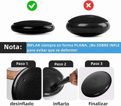 Core Balance Disc, Inflated Wobble Cushion, Stability Balance Trainer Wiggle Seat with Pump, Air Stability Board Inflatable Stepping Pads for Improving Posture, Fitness, Stability